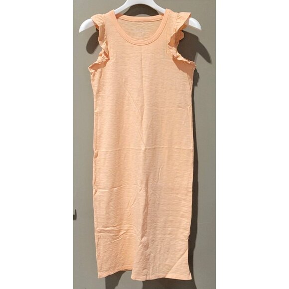 Universal Thread Women's Below Knee Ruffle Trim Tank Style Coral Dress - Picture 3 of 9